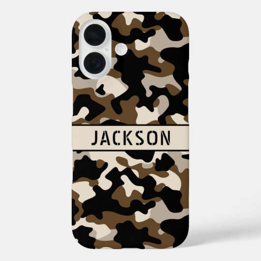 Black and Brown Camouflage Personalized Case-Mate iPhoneケース (裏面)