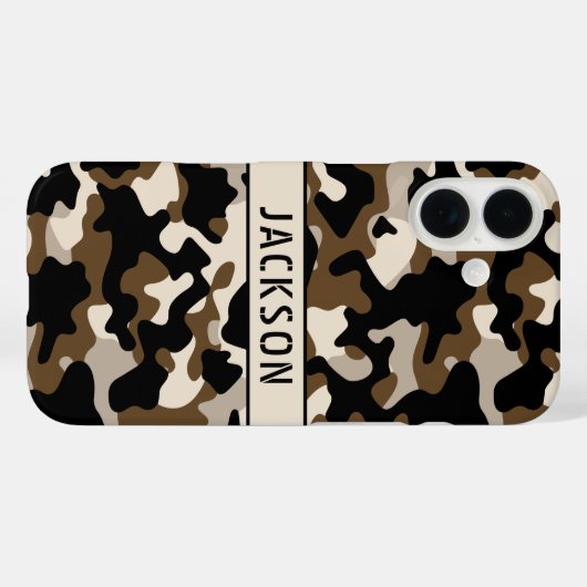 Black and Brown Camouflage Personalized Case-Mate iPhoneケース (裏面 (横))