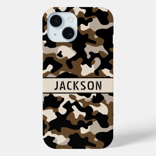 Black and Brown Camouflage Personalized Case-Mate iPhoneケース (裏面)