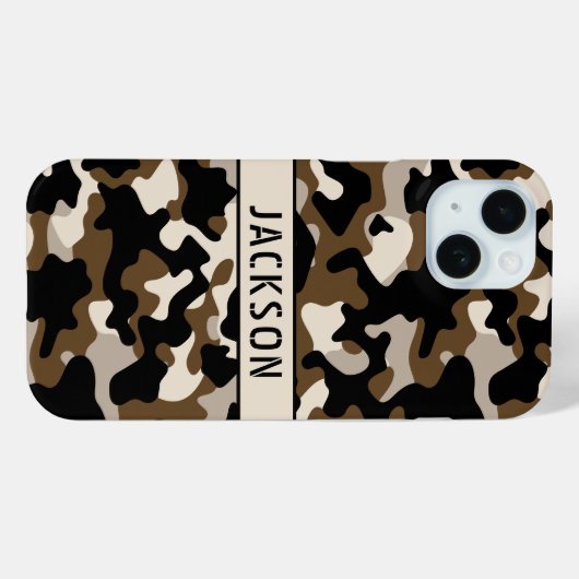 Black and Brown Camouflage Personalized Case-Mate iPhoneケース (裏面 (横))