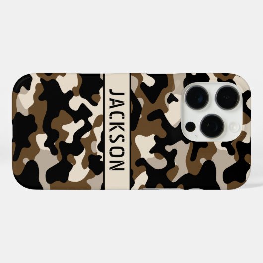 Black and Brown Camouflage Personalized Case-Mate iPhoneケース (裏面 (横))