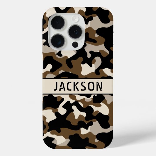 Black and Brown Camouflage Personalized Case-Mate iPhoneケース (裏面)