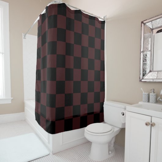 Black and Brown Checkered Shower Curtain シャワーカーテン (インサイチュ)