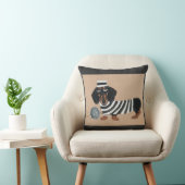 Black and Brown Dachshund Treat Thief Jailbird クッション (椅子)