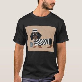 Black and Brown Dachshund Treat Thief Jailbird Tシャツ