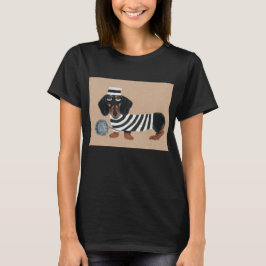 Black and Brown Dachshund Treat Thief Jailbird Tシャツ