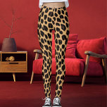 Black And Brown Spots Pattern Safari Leopard Skin レギンス<br><div class="desc">Unleash your wild side with our leopard print leggings! Made from soft, stretchy fabric, it's perfect for yoga, gym sessions, or casual wear. Personalize (optional) with your own image for a unique touch. Elevate your workout style today!</div>