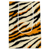 Black and Brown Tiger Stripes Pattern  ミディアムペーパーバッグ (裏面)