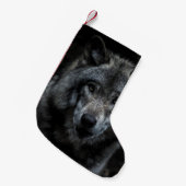BLACK AND BROWN WOLF PAINTING スモールクリスマスストッキング (正面 (吊り時))