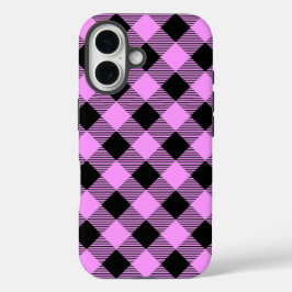 Black and Coral Checked iPhone 16ケース