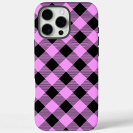 Black and Coral Checked iPhone 16 Pro Maxケース