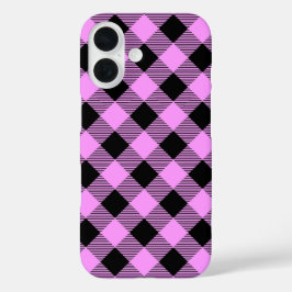 Black and Coral Checked iPhone 16ケース