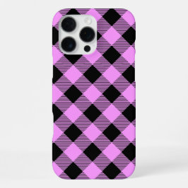Black and Coral Checked iPhone 16 Pro Maxケース