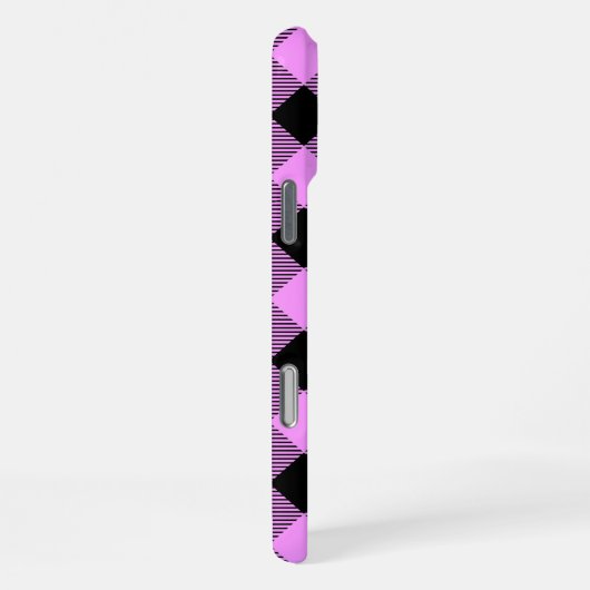 Black and Coral Checked iPhoneケース (右側面)
