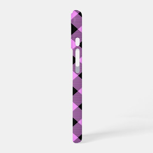 Black and Coral Checked iPhone 16ケース (左側面)