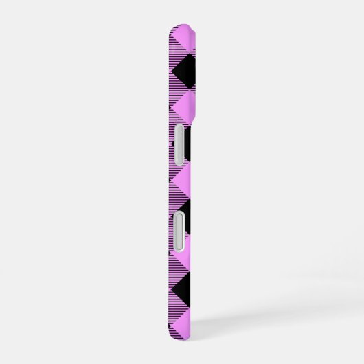 Black and Coral Checked iPhone 16ケース (右側面)