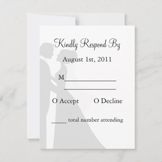 Black and Cranberryのカ結婚ップルRSVPカード 出欠カード (裏面)