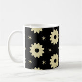 Black and Cream Abstract Floral Coffee Mug コーヒーマグカップ (左)