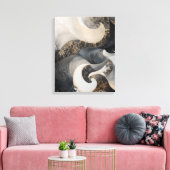 Black and Cream Abstract with Gold Accent Modern  キャンバスプリント (インサイチュ (リビング))