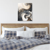Black and Cream Abstract with Gold Accent Modern  キャンバスプリント (インサイチュ (寝室))