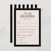 Black and Cream Classic Elegant Wedding 出欠カード (正面/裏面)