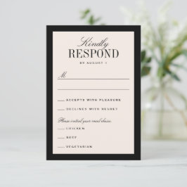 Black and Cream Classic Elegant Wedding 出欠カード