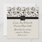 Black and Cream Floral Post-Wedding Invitation 招待状 (正面)