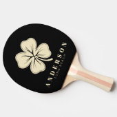 Black and Cream Four Leaf Clover with Name 卓球ラケット (横)