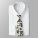 Black and Cream French Toile Neck Tie ネクタイ<br><div class="desc">Stylish groomsmen neck tie done in a black and ivory cream colored vintage French Toile pattern. Customize to add a large monogram or any text you want.</div>