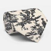 Black and Cream French Toile Neck Tie ネクタイ (ロール)