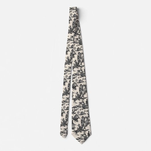 Black and Cream French Toile Neck Tie ネクタイ (裏面)