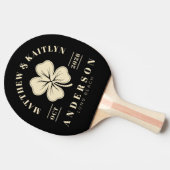 Black and Cream Irish Lucky Clover Wedding Crest 卓球ラケット (横)