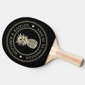 Black and Cream Pineapple Wedding Crest & Names 卓球ラケット (横)