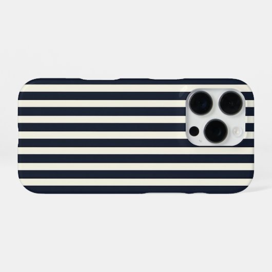 Black and Cream Striped Phone Case iPhoneケース (裏面横)