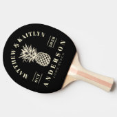 Black and Cream Tropical Pineapple Wedding Crest 卓球ラケット (横)