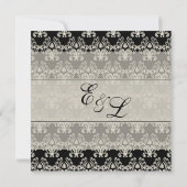 Black and Cream Vintage Damask Lace Wedding Invita 招待状 (裏面)