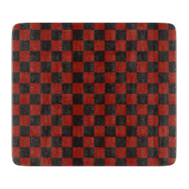 Black and Deep red checkerboard pattern カッティングボード