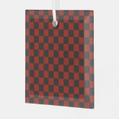 Black and Deep red checkerboard pattern ガラスオーナメント (正面左)