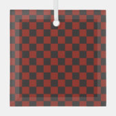 Black and Deep red checkerboard pattern ガラスオーナメント (正面)