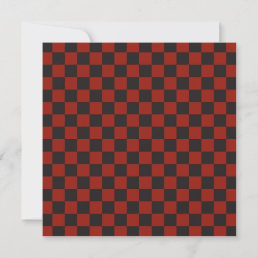 Black and Deep red checkerboard pattern サンキューカード (正面)