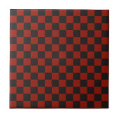 Black and Deep red checkerboard pattern タイル (正面)