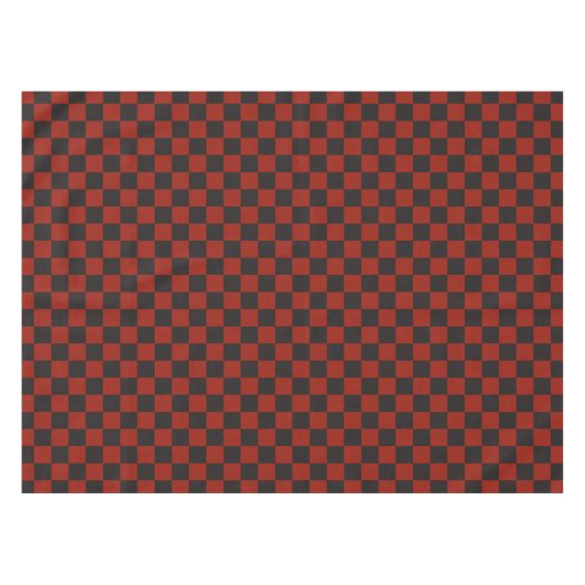 Black and Deep red checkerboard pattern テーブルクロス (正面(横))