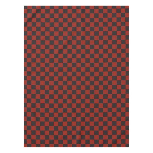 Black and Deep red checkerboard pattern テーブルクロス (正面)