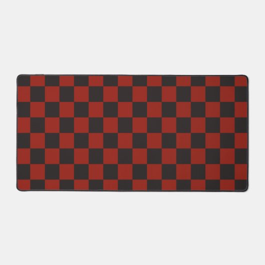 Black and Deep red checkerboard pattern デスクマット (正面)