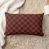 Black and Deep red checkerboard pattern ランバークッション (ブランケット)