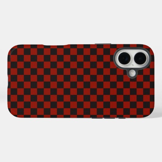 Black and Deep red checkerboard pattern Case-Mate iPhoneケース (裏面 (横))
