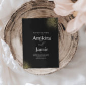 Black and Dusty Gold Pixie Faux Wedding 招待状