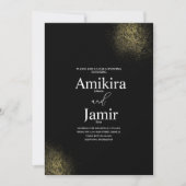 Black and Dusty Gold Pixie Faux Wedding 招待状 (正面)
