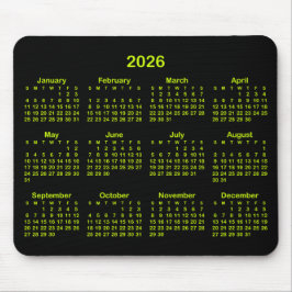 Black and Electric Lime 2026 Calendar マウスパッド