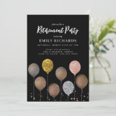 Black and Glod Glitter Balloon Retirement Party 招待状 (スタンド正面)